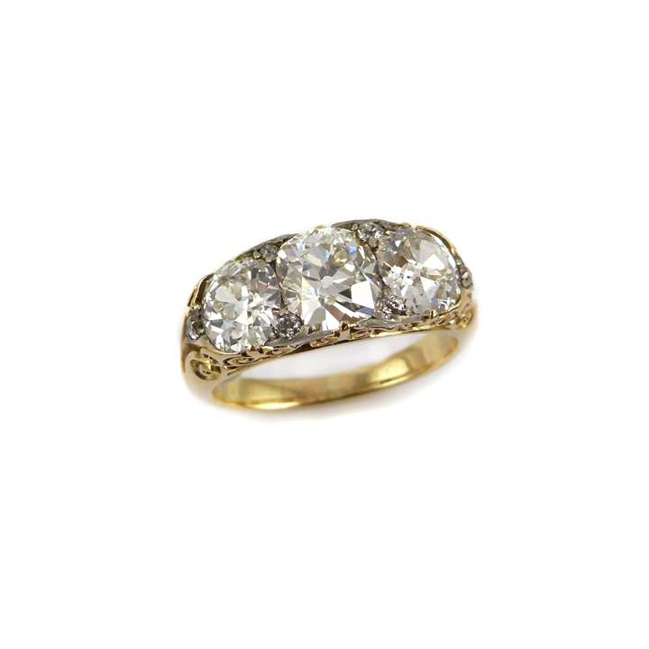Late 19th century three stone diamond ring